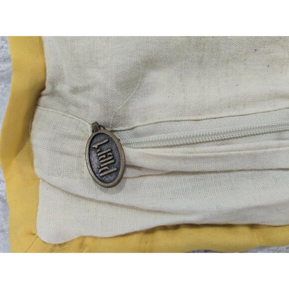 Pier One Beige Brown Yellow Floral Boho Embroidered Pillowcase Zippered 12x20" - Picture 9 of 9